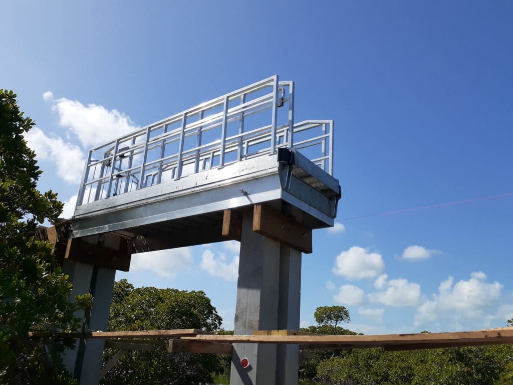 Aluminum railings on a vlotburg style bridge in Rose Key