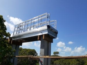 Aluminum railings on a vlotburg style bridge in Rose Key