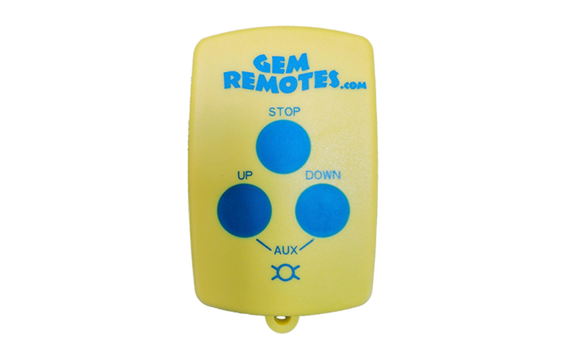 Handheld transmitter communicates with control box via radio frequency
